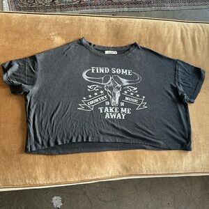 Oversized Grey Soft Teeshirt Top Vintage Front print Crew neck Square fit